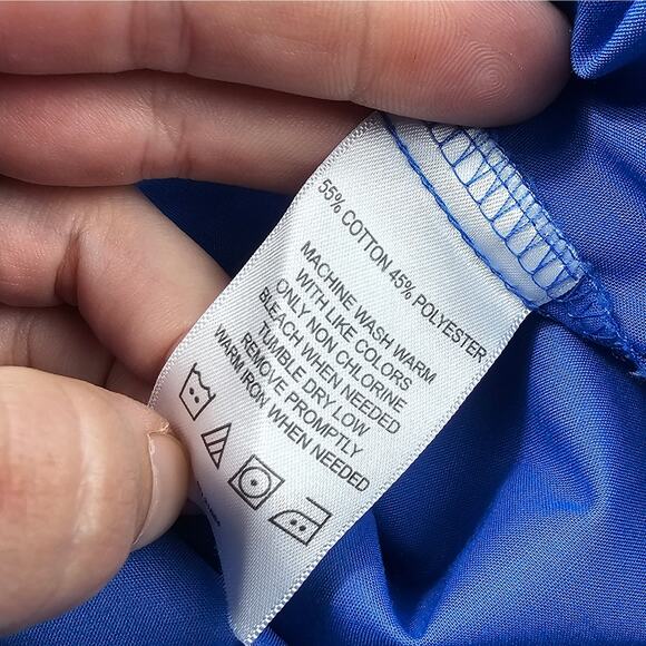 Foxcroft sz 16P 16 PETITE blue wrinkle free career casual work shirt *FLAW* - Picture 6 of 8